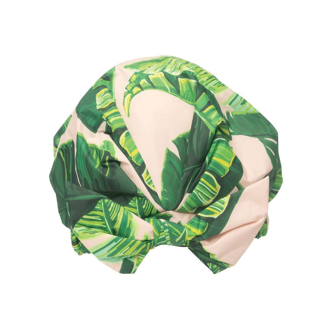Kitsch Recycled Polyester Luxe Shower Cap - Palm