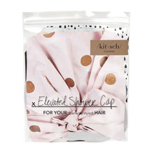 Load image into Gallery viewer, Kitsch Luxury Shower Cap - Blush Dot in Recycled Polyester
